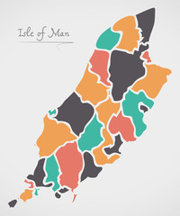 Isle of Man Map with states and modern round shapes