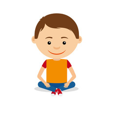 Smiling little boy sitting on floor