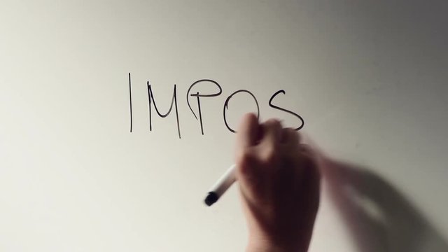 Impossible and possible concept, businesswoman writing on white board