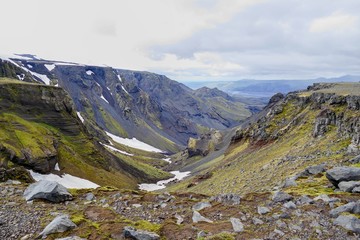 beautiful landscape hiking the fimmvorduhals trail in iceland