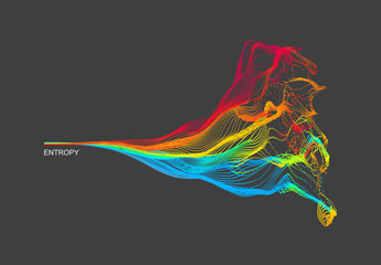 Array with dynamic emitted particles. Water splash imitation. Abstract background. Vector illustration.