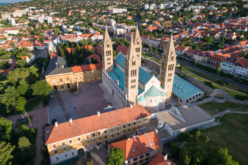 Pecs, Szekesegyhaz. Bird eye view