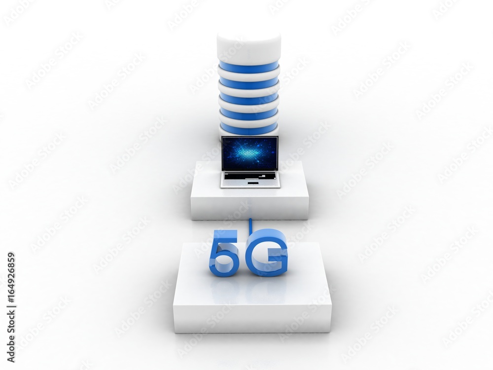 Poster 3d rendering database storage data base in laptop