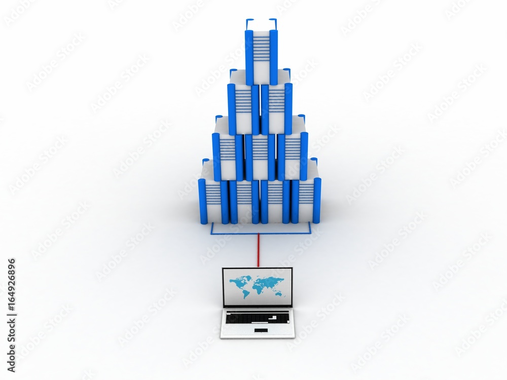 Aufkleber 3d rendering database storage data base in laptop