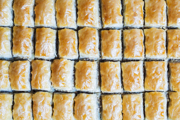 Turkish Ramadan Dessert Baklava with concept background