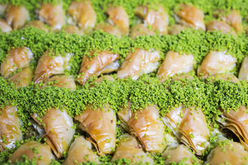 Turkish Ramadan Dessert Baklava with concept background