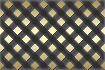 Close up of an abstract black and gold checkered seamless empty space.