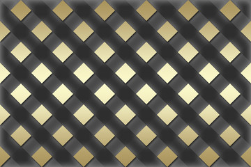 Close up of an abstract black and gold checkered seamless empty space.