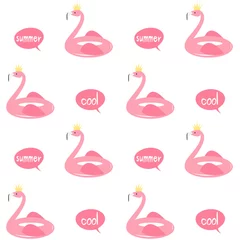 Fototapete Flamingo cute flamingo float seamless vector pattern background illustration