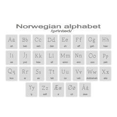 Set of monochrome icons with Norwegian alphabet for your design