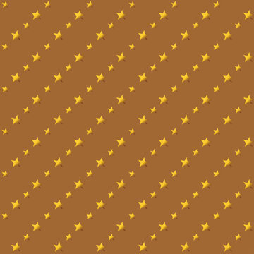 Seamless simple abstract pattern with diagonal raws of gold yellow stars on beage background