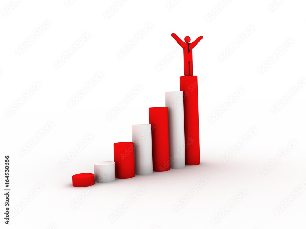 Poster 3d rendering business man with pie graph