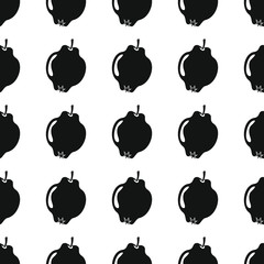 Quince black simple silhouette vector seamless pattern. Black fruit stylish texture. Repeating quince fruit seamless pattern background for web