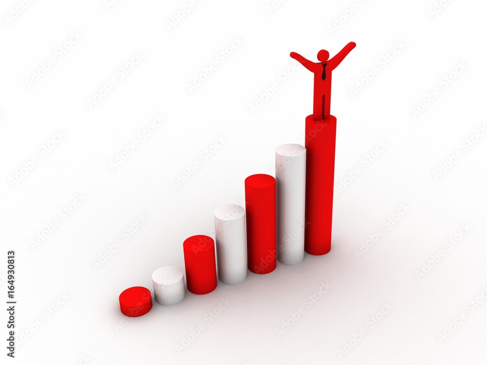 Poster 3d rendering business man with pie graph