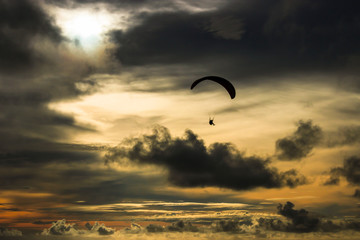 Paragliding and Golden Sunset From Parangdog, Parangtritis, Yogyakarta, Indonsia