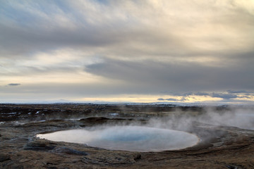 The Great Geysir at the Haukadalur geothermal area, part of the golden circle route, in Iceland
