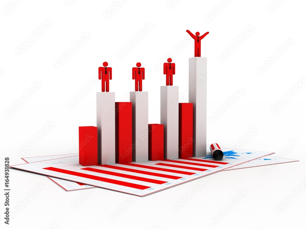 Poster 3d rendering business man with pie graph