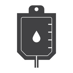 Blood transfusion concept with blood bag, vector silhouette