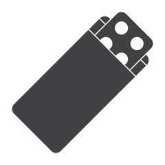Pharmaceutical medication and medicine tablets in pack, vector silhouette