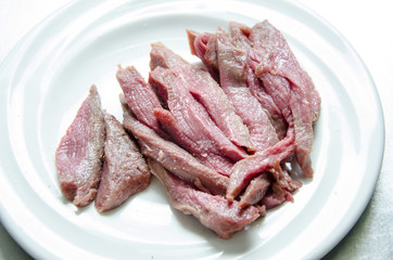 Steak sliced