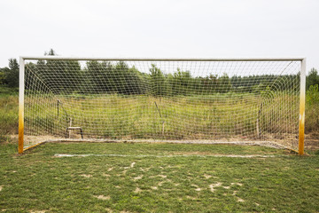 Fototapeta premium soccer field grass Goal at the stadium Soccer field