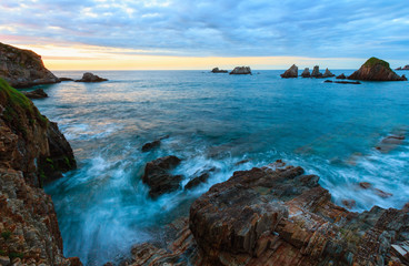 Gueirua beach at evening. Asturias, Spain.