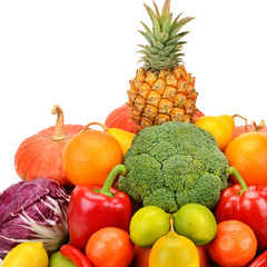 fruits and vegetables isolated on white