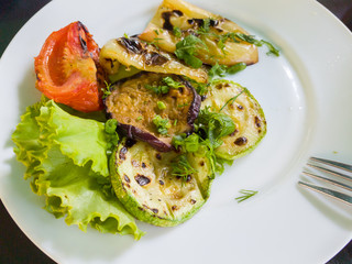 Grilled vegetables on the plate