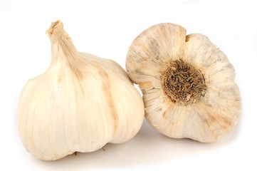 Head of garlic. Isolated on a white background.