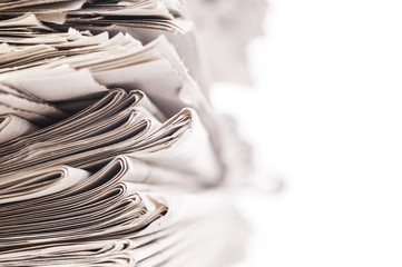 Close up of a pile of newspaper