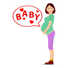 Pregnant girl, icon of a pregnant girl, baby