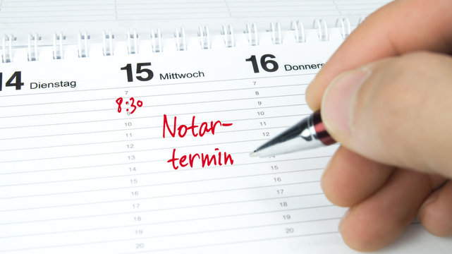 Notartermin / Termin im Terminkalender / Terminplaner