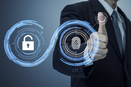 fingerprint authentication. biometric authentication concept. mixed media.