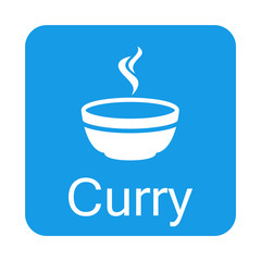 Icono plano Curry en cuadrado azul