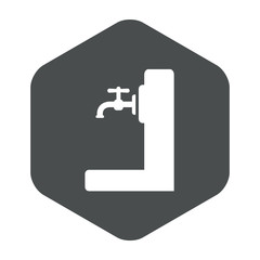 Icono plano fuente en hexagono gris