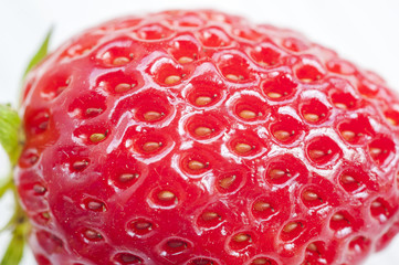 Strawberry close-up on white background