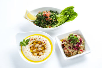 Table with various arabic food served