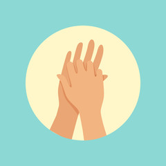 Washing hands between fingers round vector Illustration