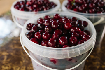 bucket of cherry when i went to cherry farm