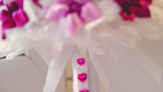 Rings newlyweds and a bride bouquet with accessories