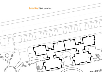 Architectural background, architectural plan, construction drawing landscape