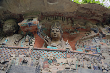 Sutra de Amitabha y su tierra Pura, Esculturas Rupestres de Dazu, Monte Baoding, China