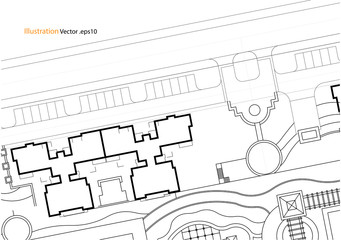 Architectural background, architectural plan, construction drawing landscape