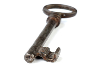 Vintage metal key isolated on white background
