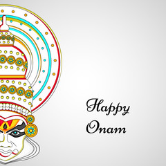 illustration of Hindu Festival Onam background. Onam is a Hindu festival celebrated in the state of Kerala in India. kathakali dance and boat race held during onam festival