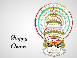 illustration of Hindu Festival Onam background. Onam is a Hindu festival celebrated in the state of Kerala in India. kathakali dance and boat race held during onam festival