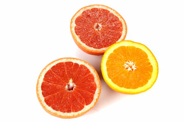 Oranges and Grepfruton a white background
