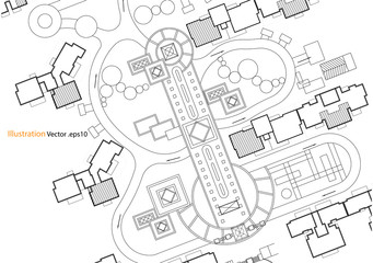 Architectural background, architectural plan, construction drawing landscape