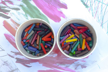 oil pastels In a bowl