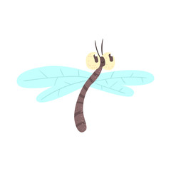 Cute cartoon funny dragonfly character vector Illustration